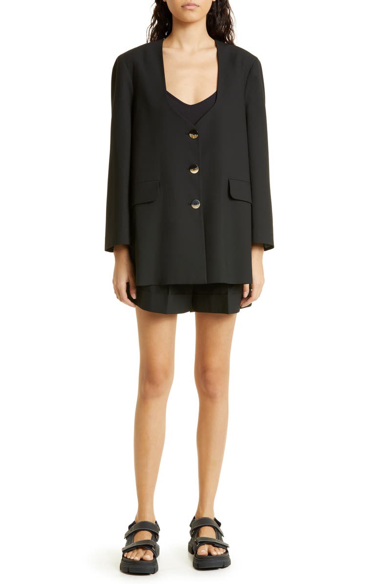 Ganni Oversize Sweetheart Neck Blazer, Alternate, color, 