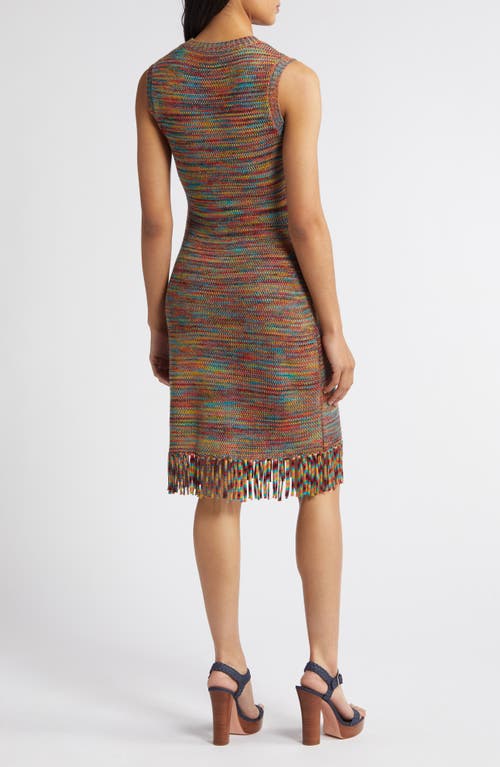 Vince Camuto Mélange Fringe Hem Mini Sweater Dress In Pink Multi