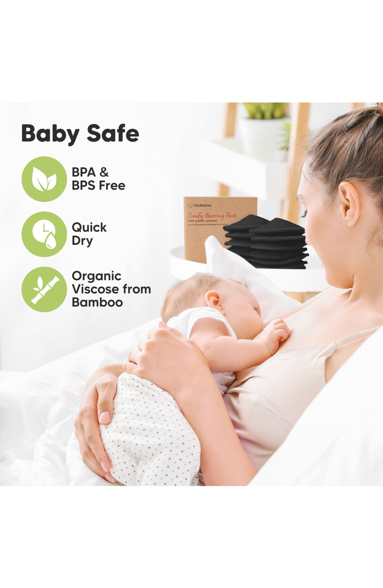 KeaBabies 14-Pack Comfy Nursing Pads, Alternate, color, Midnight Black