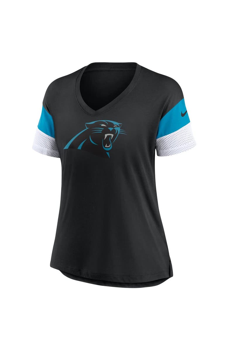 Nike Women's Nike Black Carolina Panthers Team Logo Fashion Performance Tri-Blend V-Neck T-Shirt, Alternate, color, Black