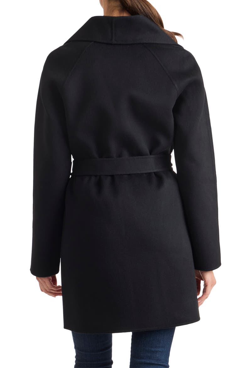 Double Face Wool Blend Wrap Coat, Alternate, color, BLACK