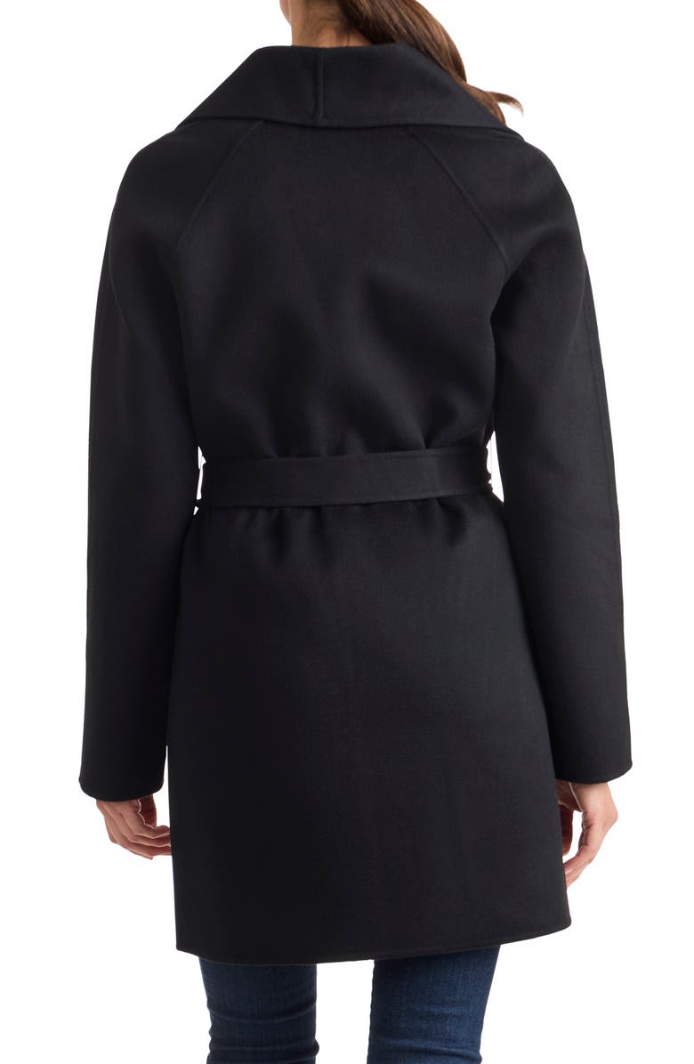 Sofia Cashmere Double Face Wool Blend Wrap Coat, Alternate, color, Black