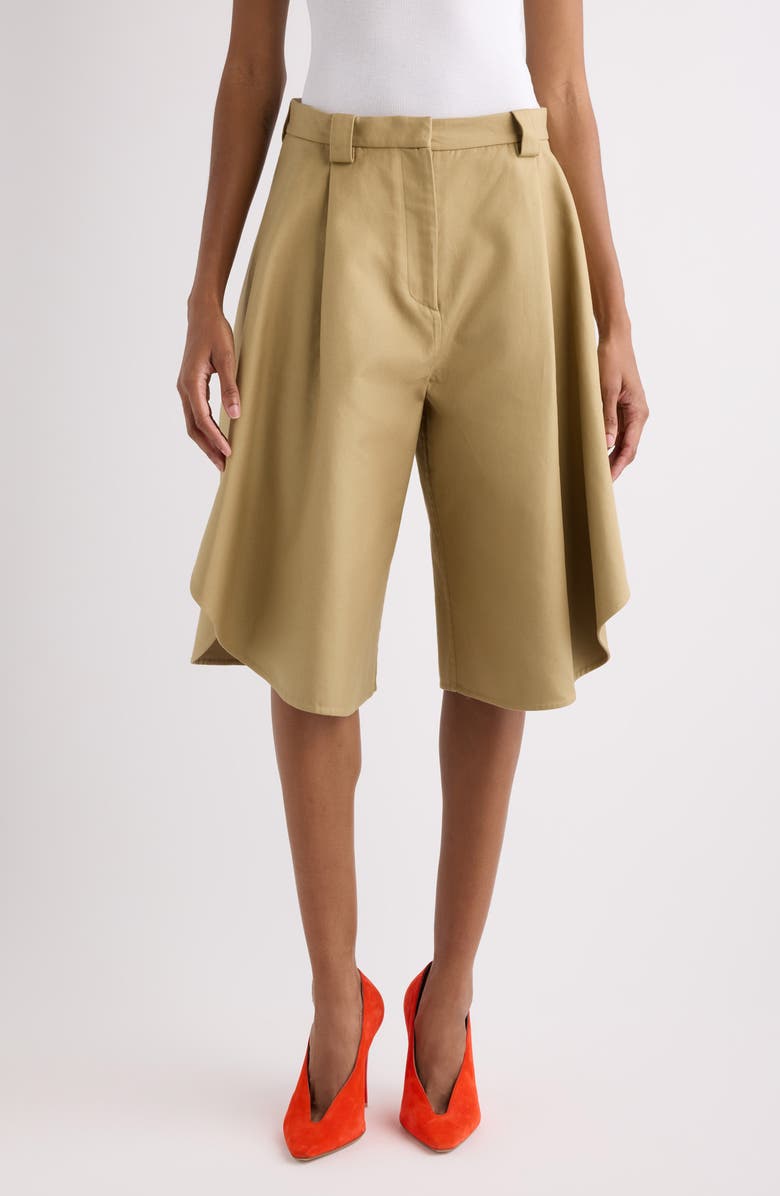 Balenciaga Tulip Pleated Bermuda Shorts, Main, color, 2602 Camel