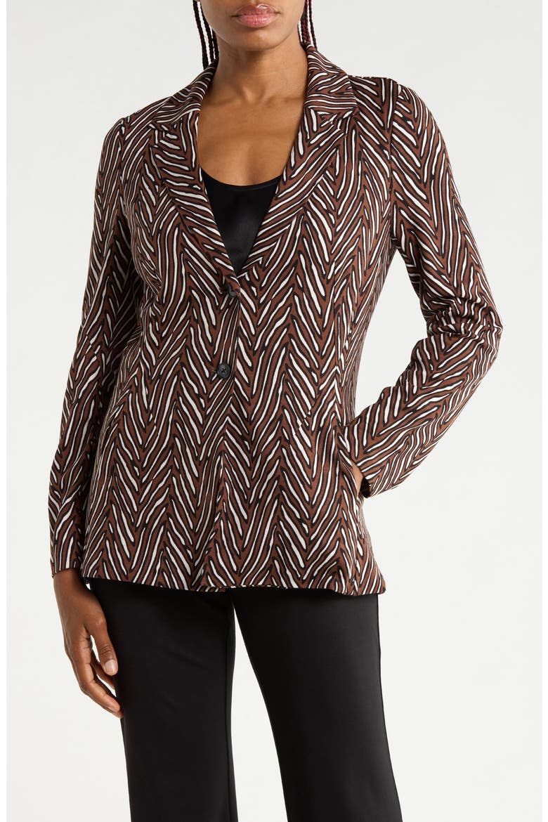 Ophelia Tiger Print Blazer, Main, color, PIAZZA TIGER MINI COFFEE GRIND