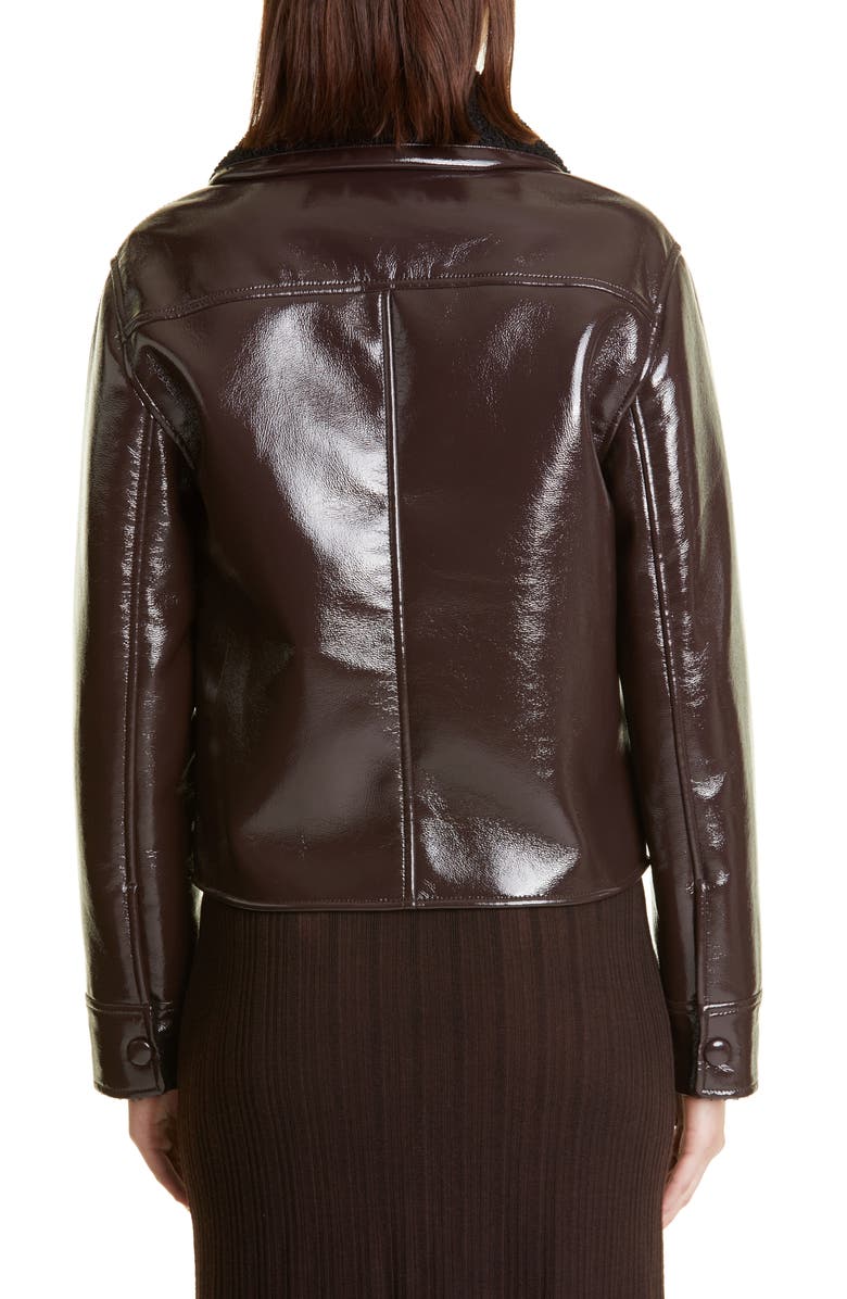 Proenza Schouler White Label Faux Leather Jacket, Alternate, color, Chocolate/ Black