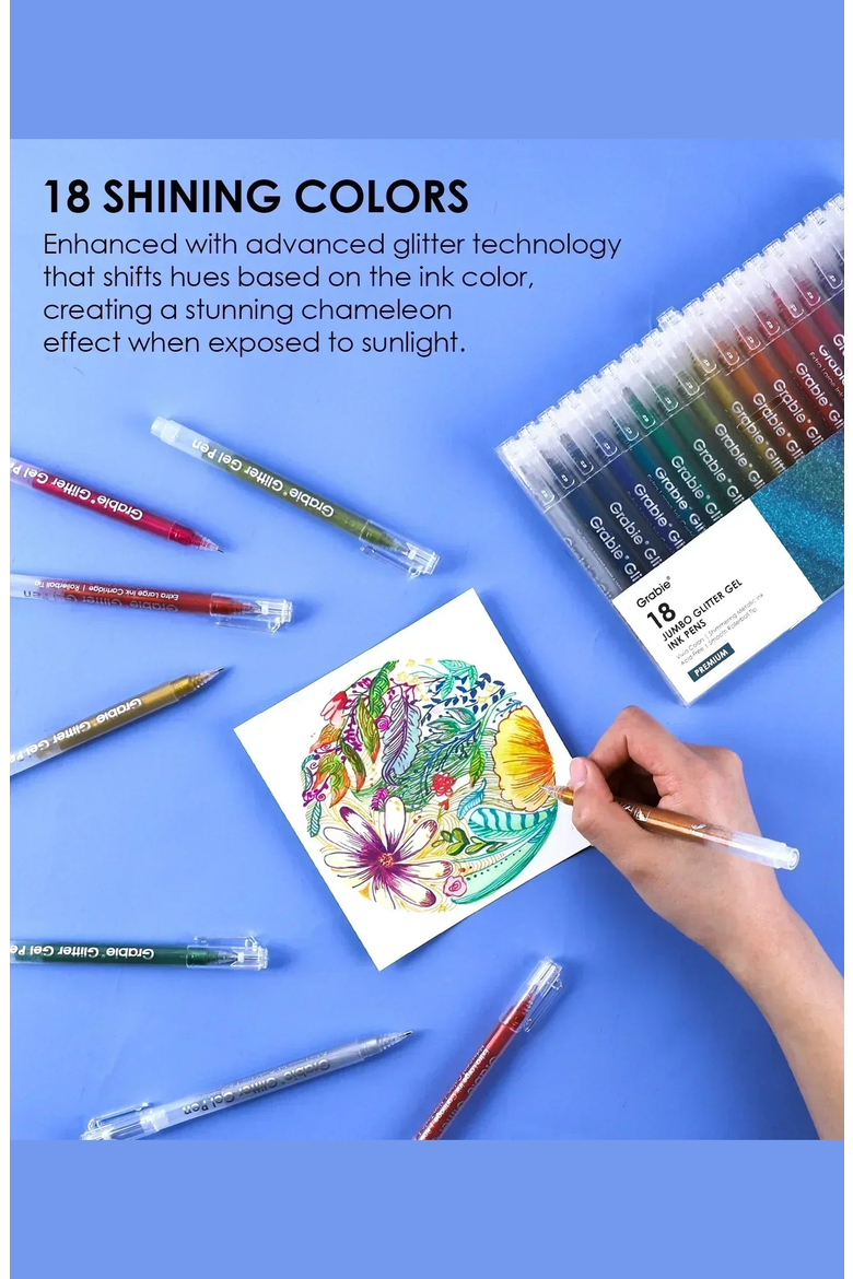 Jumbo Iridescent Glitter Gel Ink Pen Set, Alternate, color, Iridescent Assorted