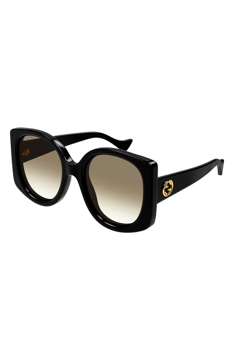 Gucci 56mm Gradient Round Sunglasses, Alternate, color, 