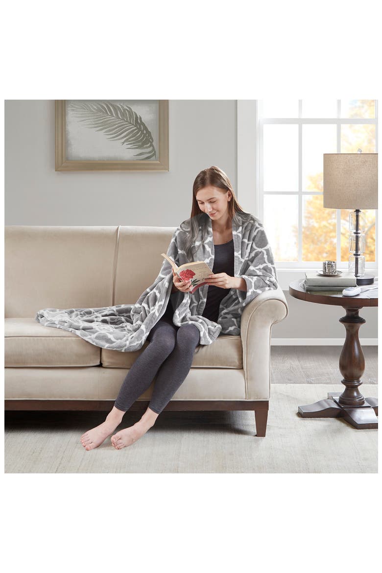 Heated Oversized Throw Blanket, Alternate, color, GREY