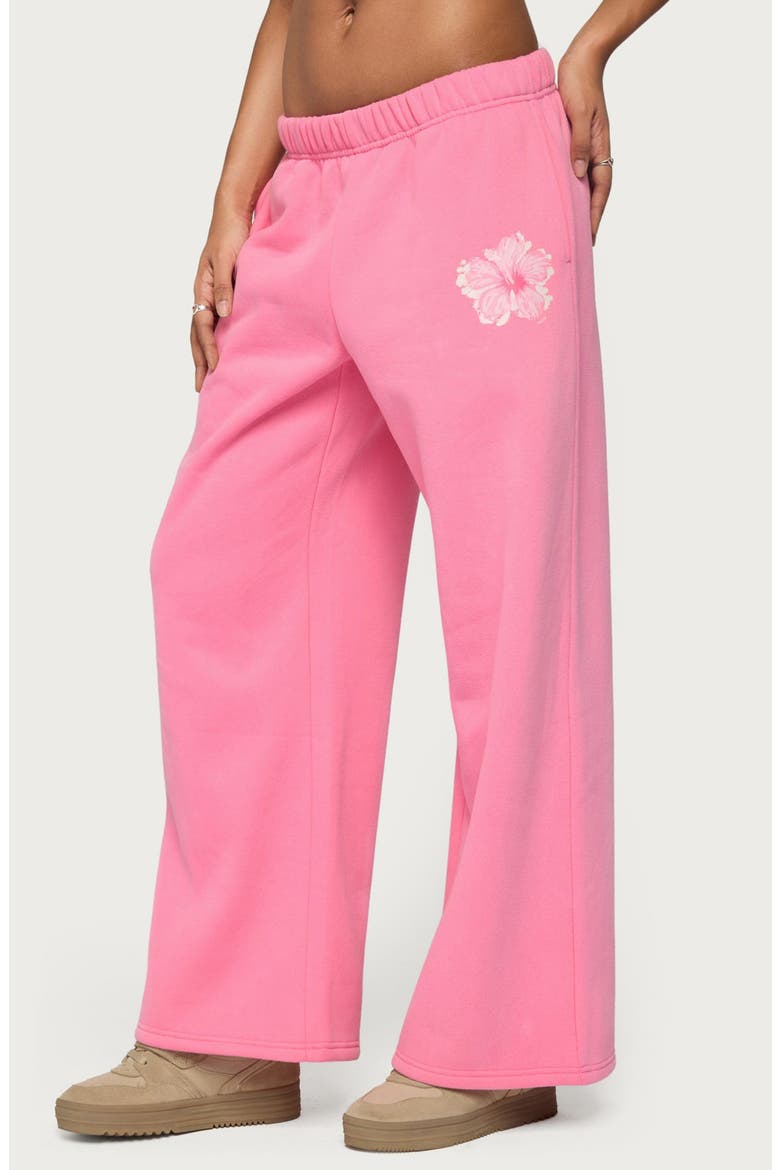 Tropical Bloom Wide Leg Sweatpants, Alternate, color, HOT-PINK