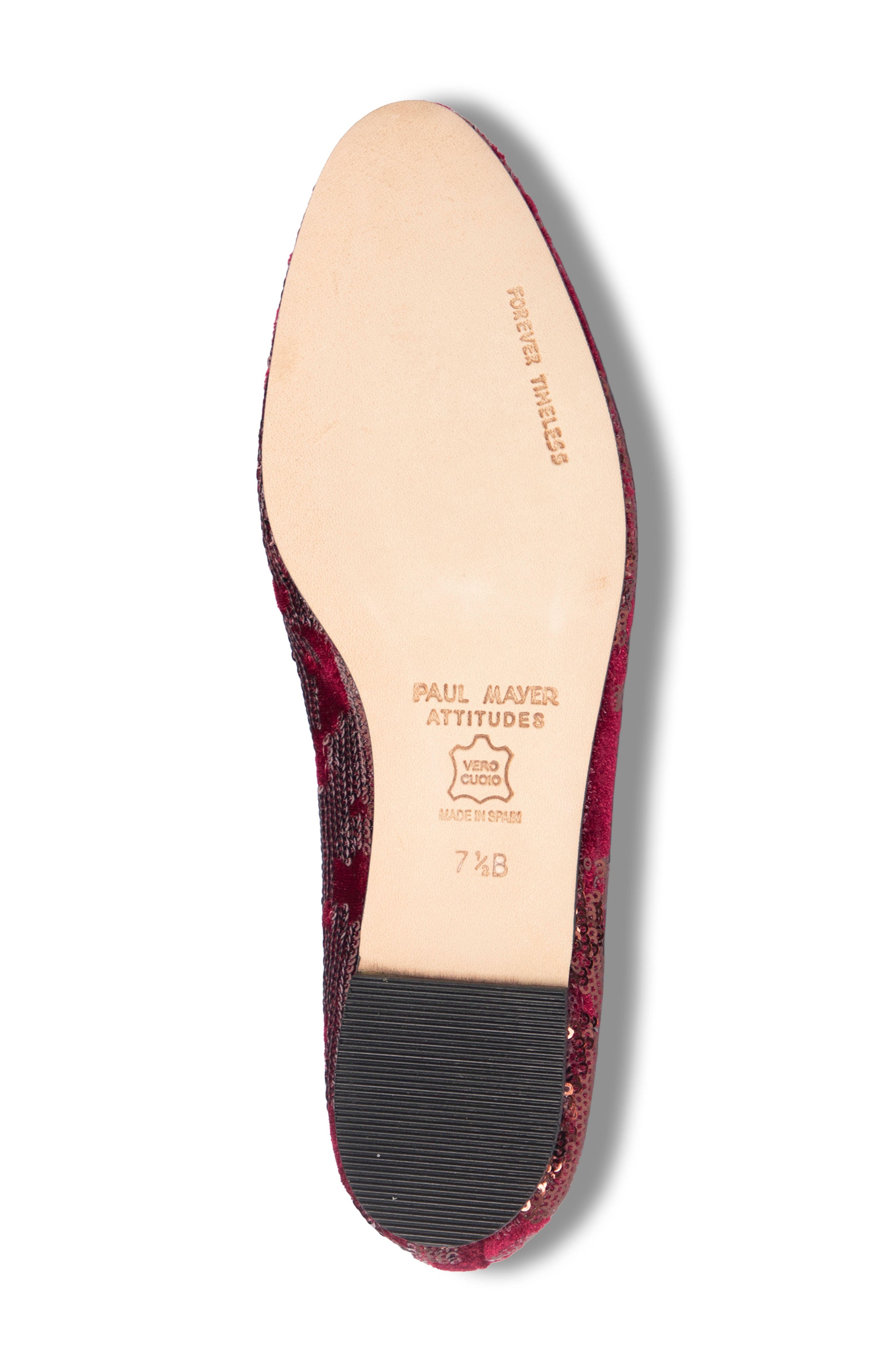 Sequin Embellished Ballet Flat, Alternate, color, BORDEAUX SEQUIN AND VELVET