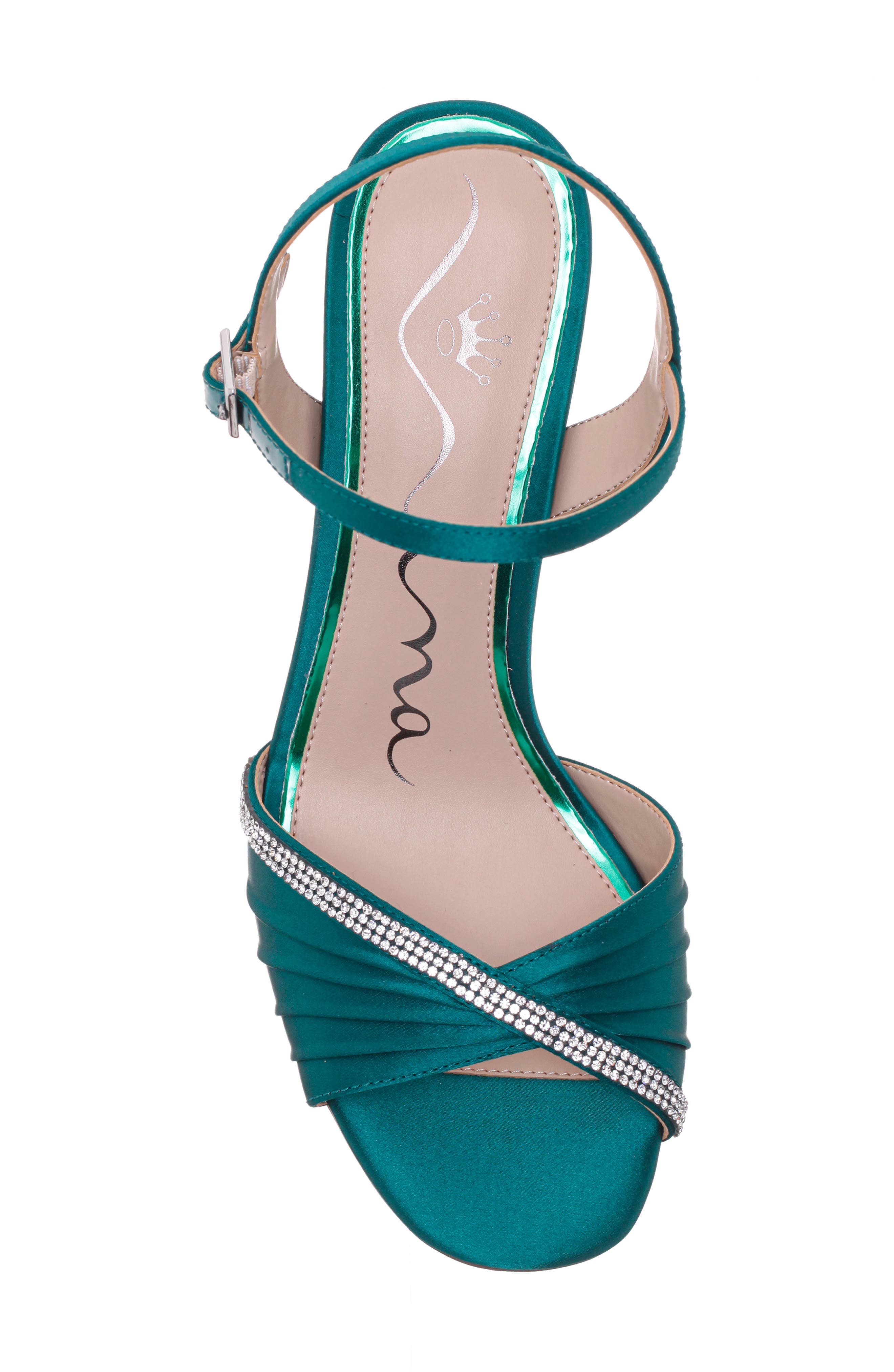 Nina Agnes Satin Sandal, Alternate, color, Spruce