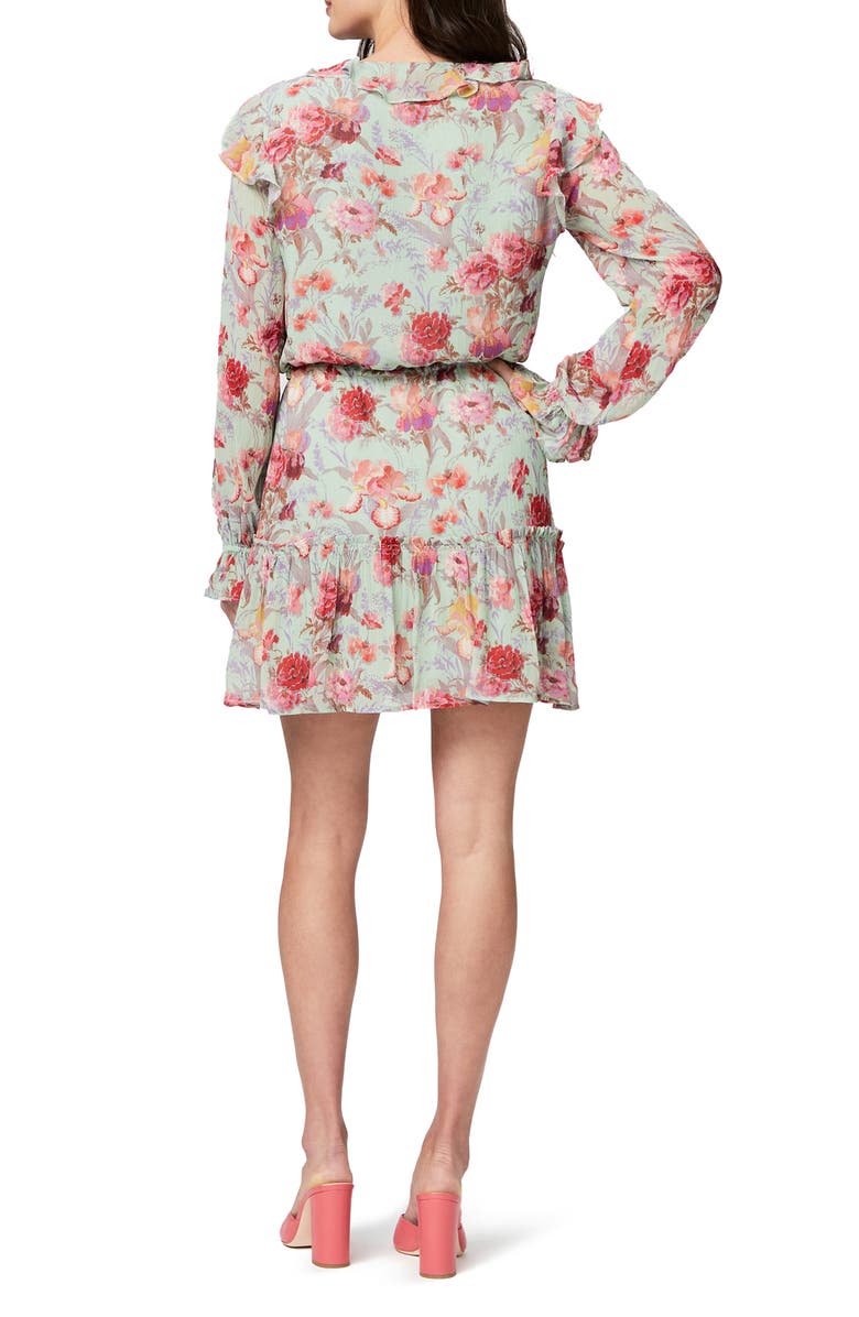 PAIGE Garcelle Floral Long Sleeve Silk Dress, Alternate, color, 
