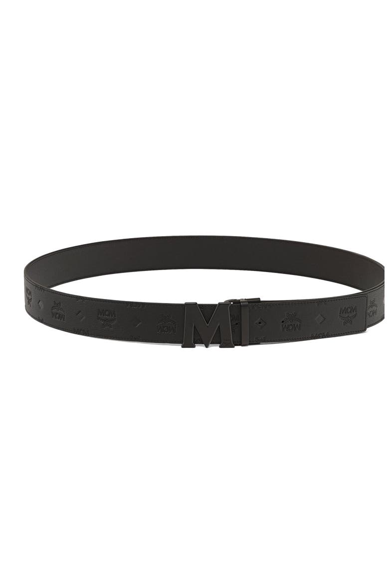 Claus M Reversible Belt 1.75 in Embossed Monogram Leather, Alternate, color, Black / Matte Black