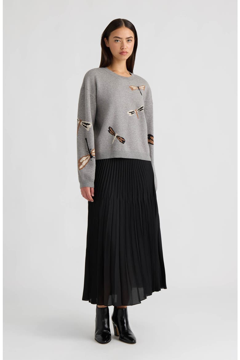 Dragonfly Crewneck Sweater, Alternate, color, LIGHT GREY MIX