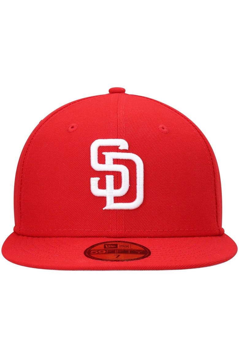 Men's New Era Red San Diego Padres White Logo 59FIFTY Fitted Hat, Alternate, color, Red