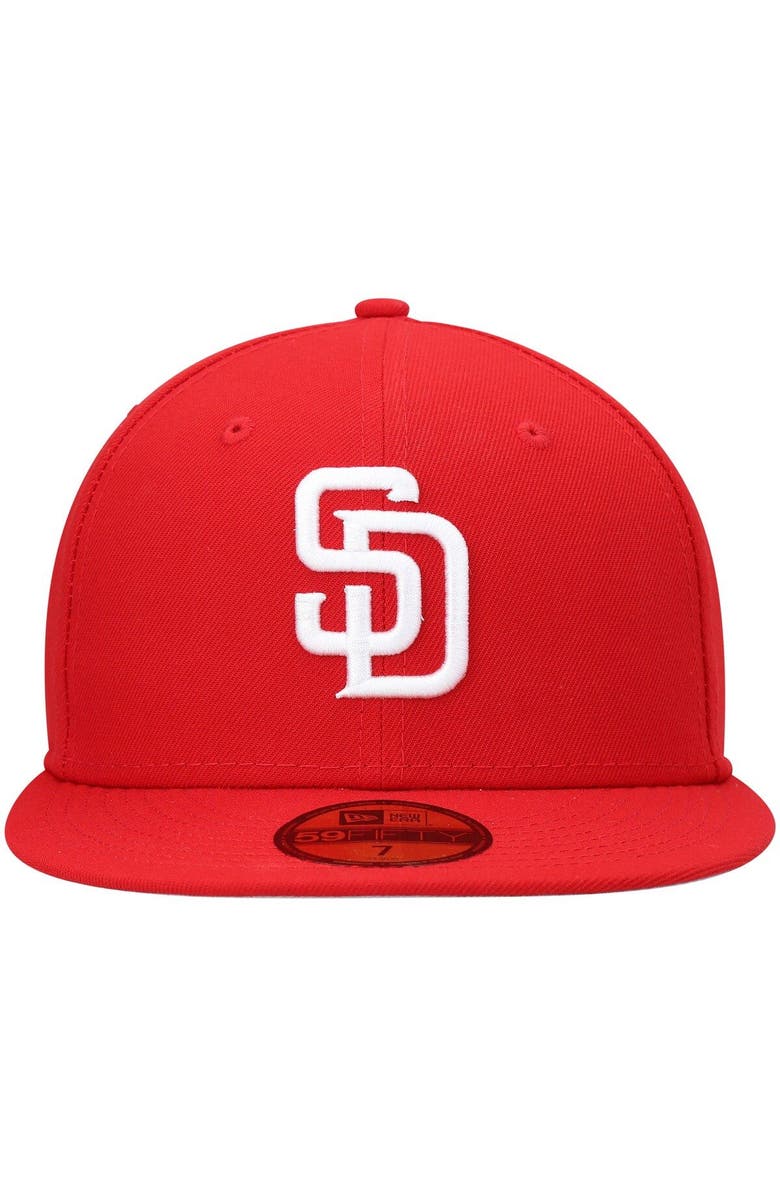 New Era Men's New Era Red San Diego Padres White Logo 59FIFTY Fitted Hat, Alternate, color, Red