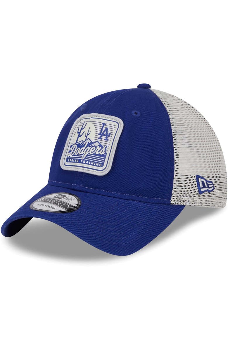 New Era Men's New Era Navy/White Los Angeles Dodgers Spring Training Striped 9TWENTY Trucker Adjustable Hat, Alternate, color,