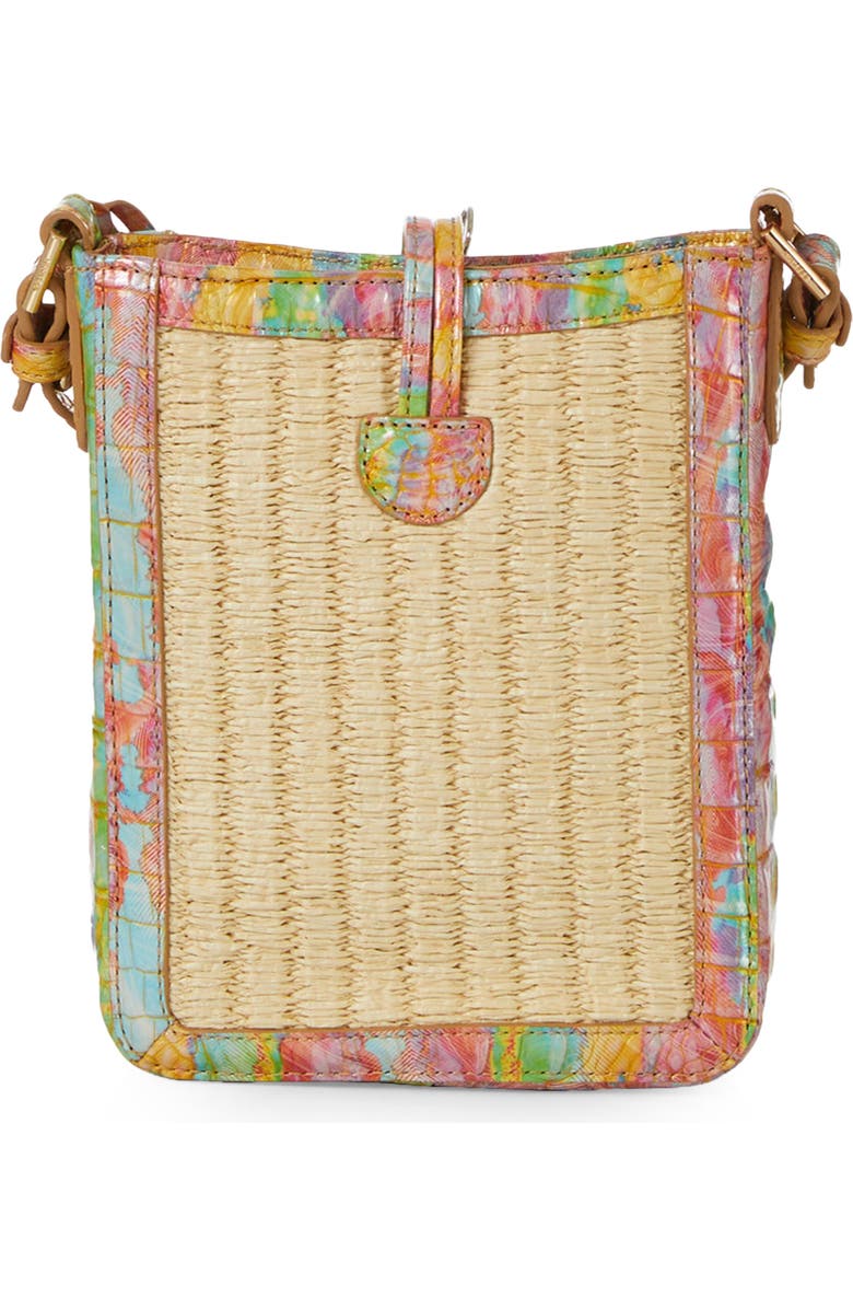 Brahmin Marley Croc Embossed Leather & Straw Crossbody Bag, Alternate, color,