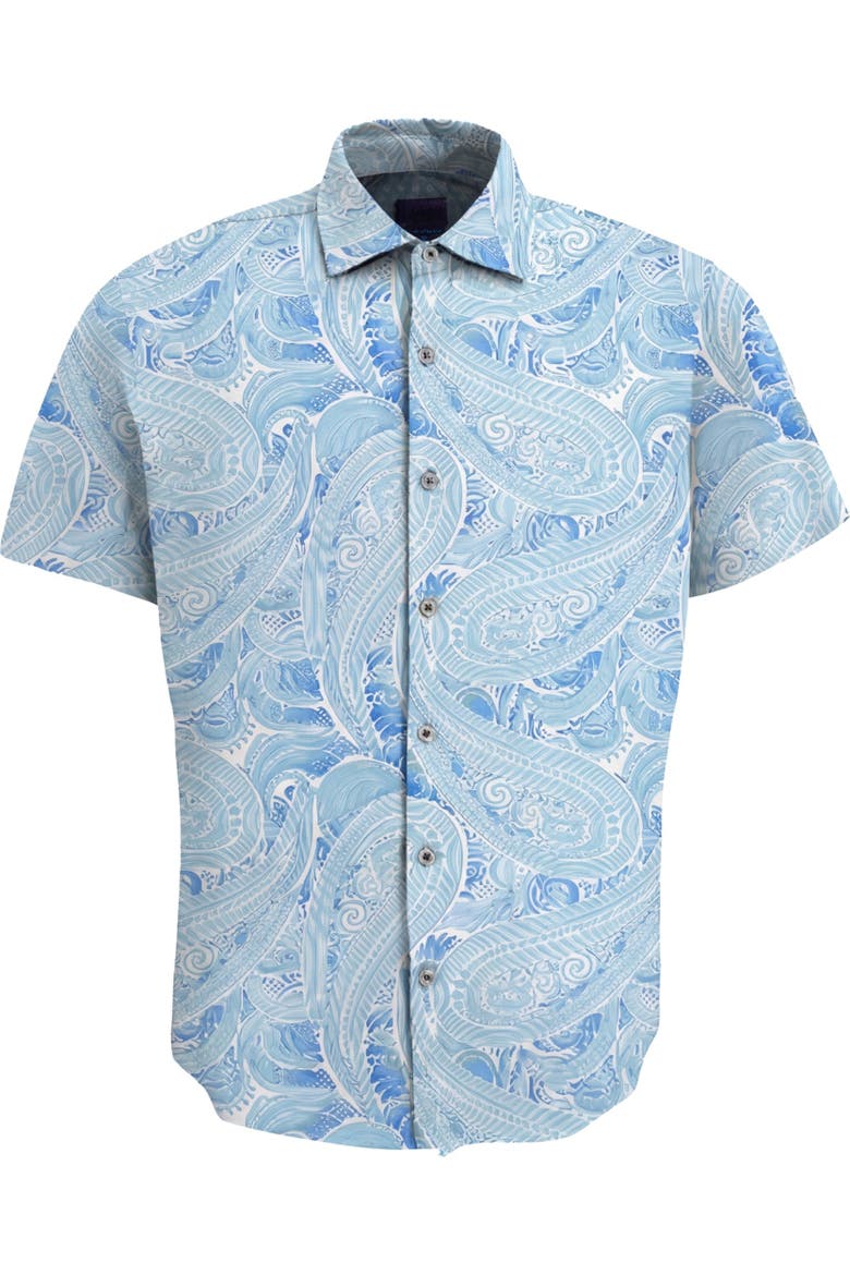 Marakesh Paisley Mens Short Sleeve Shirt, Alternate, color, Marakesh Paisley Teal
