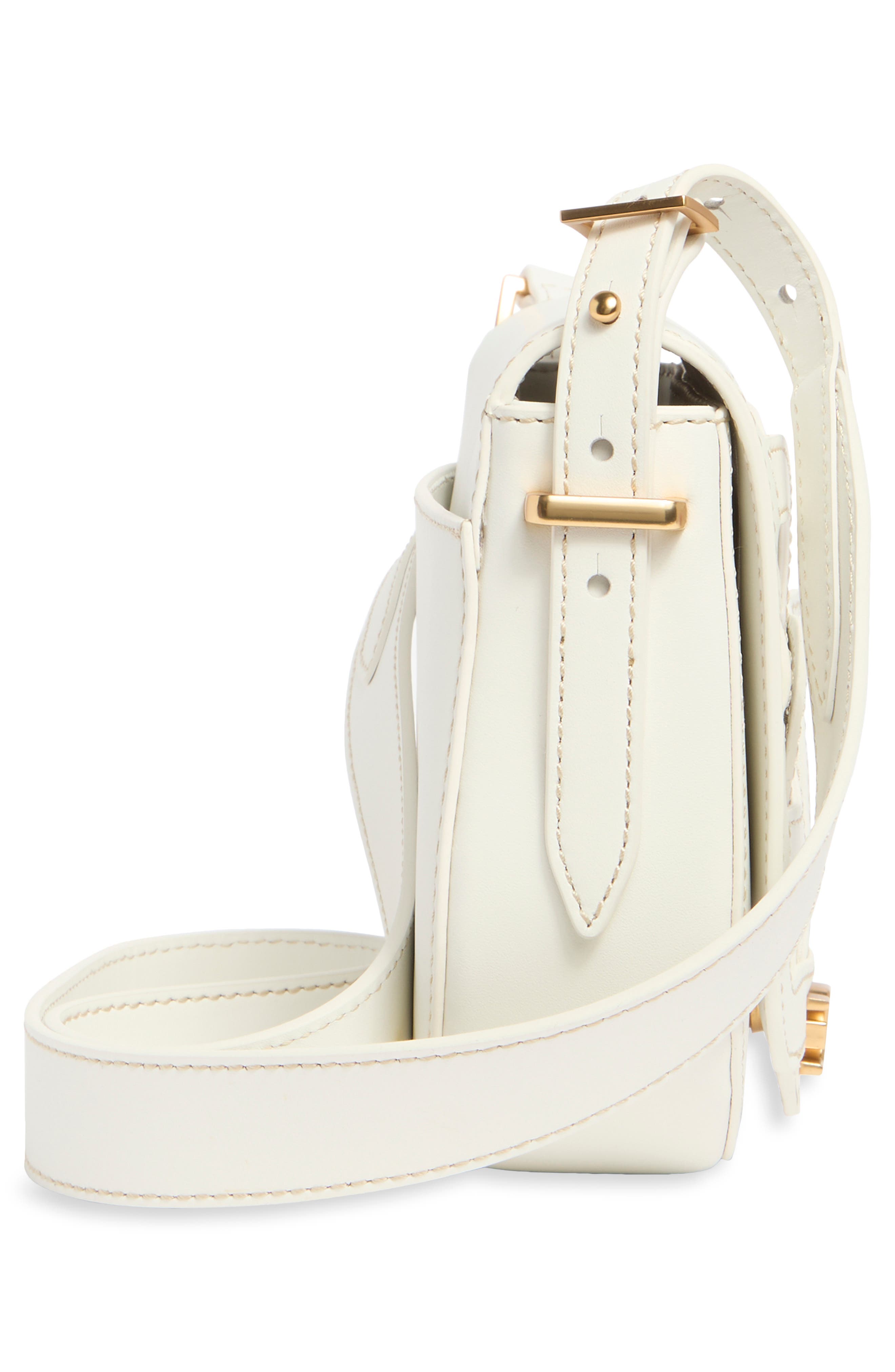 Sam Edelman Small Bay Leather Saddle Crossbody Bag, Alternate, color, Eggshell