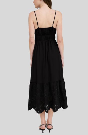 Embroidered Eyelet Empire Waist Midi Dress