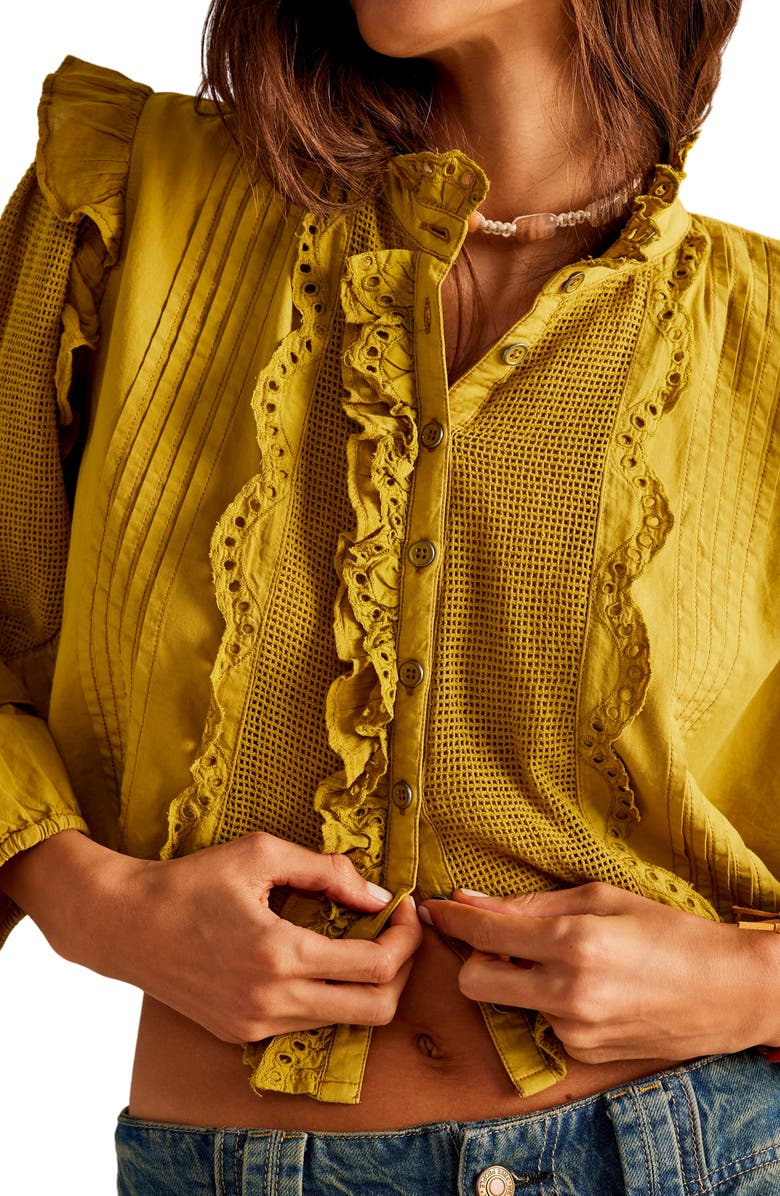 Free People Masai Mar Ruffle Eyelet Shirt, Alternate, color,