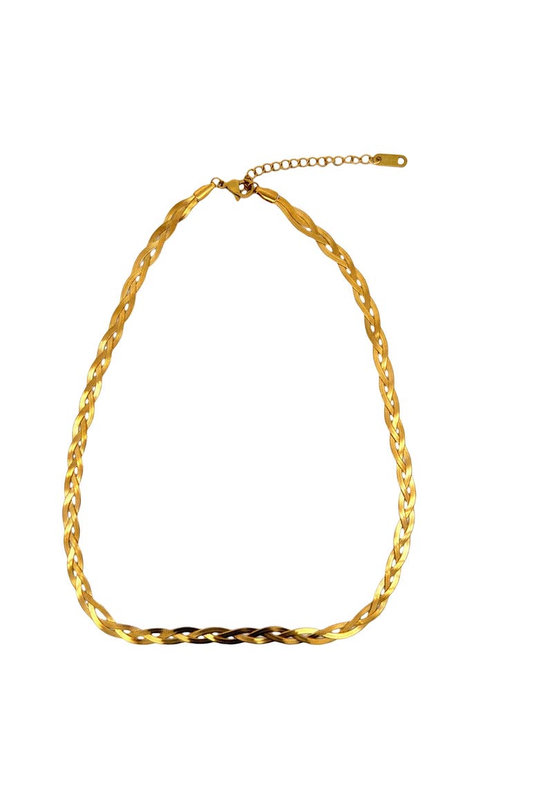 Herringbone Braided Necklace, Main, color, Yellow