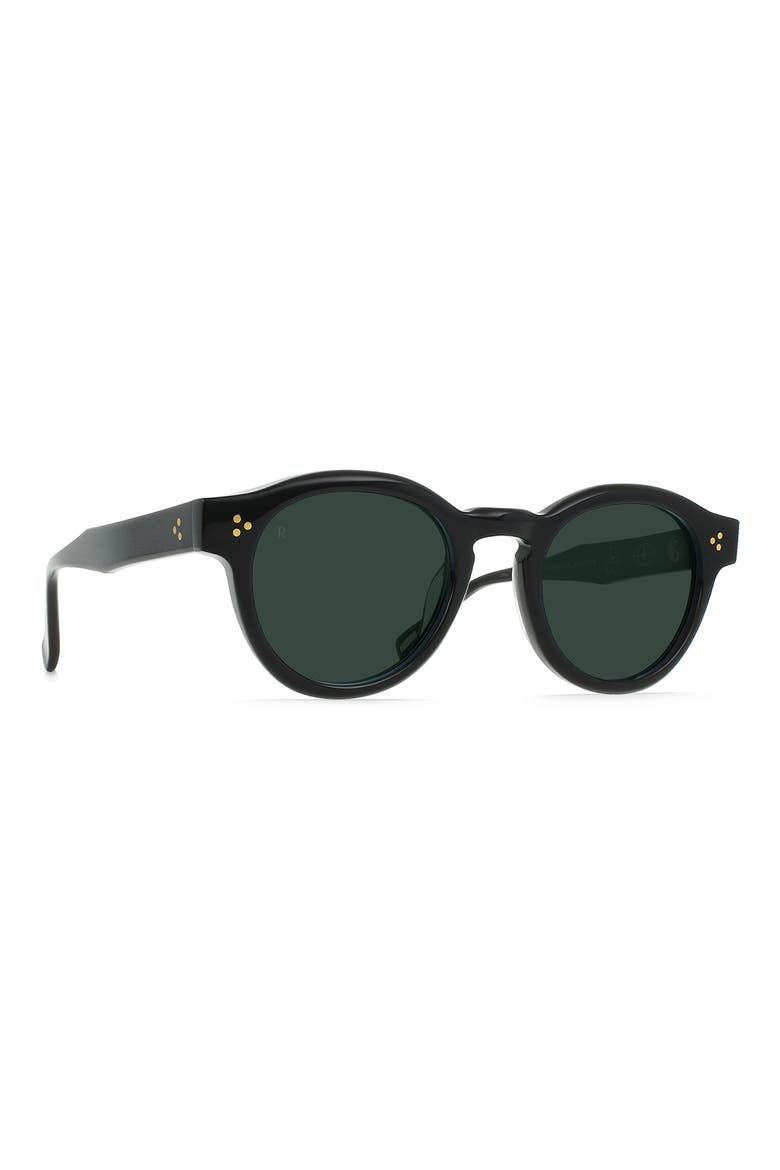 Zelti 49mm Polarized Small Round Sunglasses, Alternate, color, RECYCLED BLACK/ GREEN POLAR