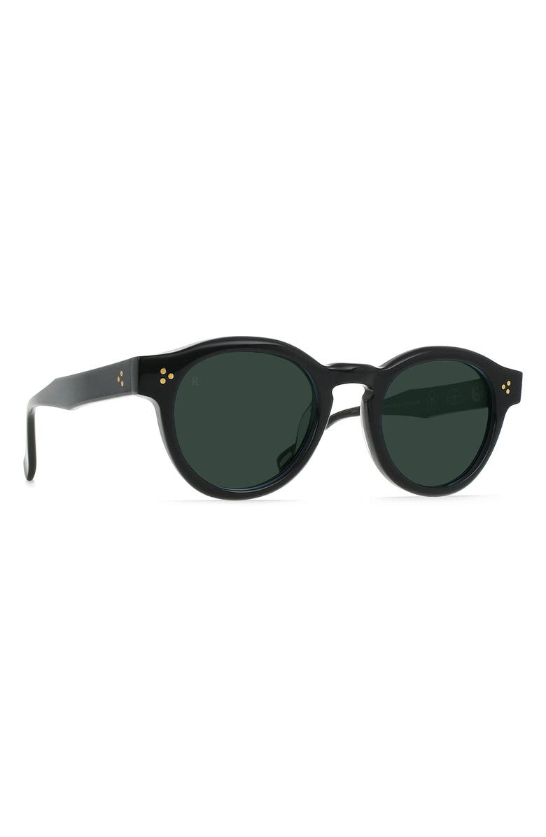 RAEN Zelti 49mm Polarized Small Round Sunglasses, Alternate, color, Recycled Black/ Green Polar