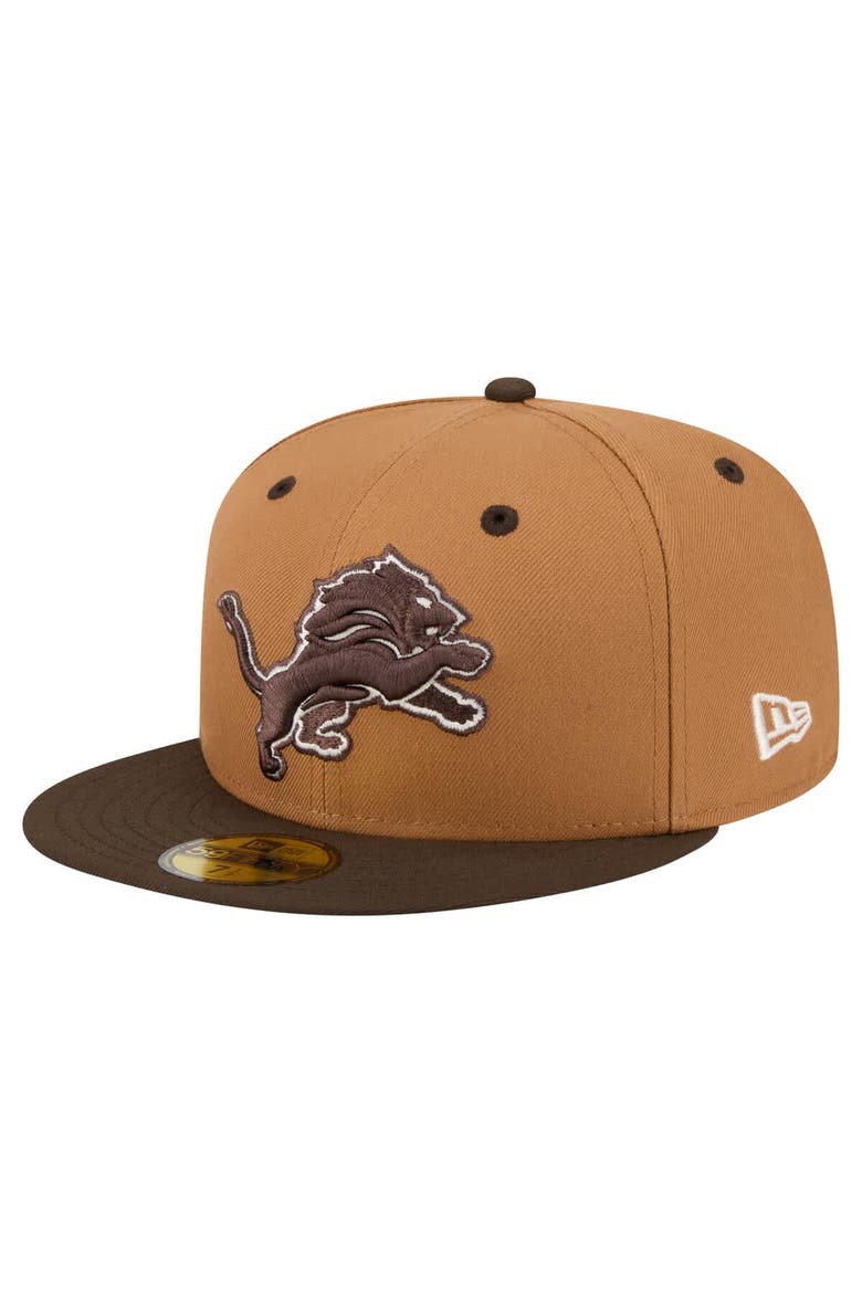 Men's New Era  Light Brown/Dark Brown Detroit Lions Two-Tone Walnut 59FIFTY Fitted Hat, Main, color, Light Brown