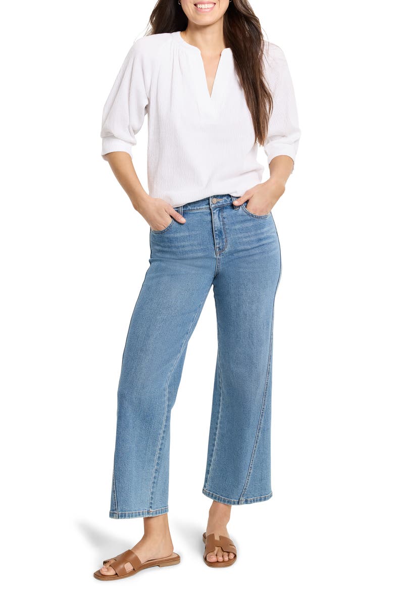 Elbow Sleeve Split Neck Top, Alternate, color, PAPER WHITE