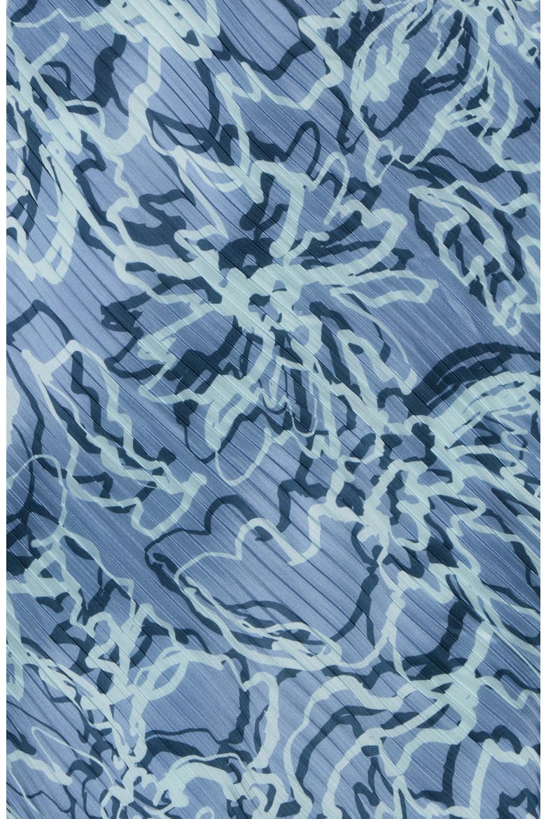 Pleated Satin Scarf, Alternate, color, NAVY- LIGHT BLUE ABSTR FLORAL
