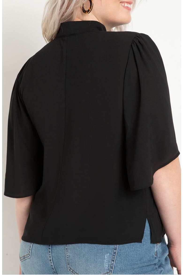 Bow Blouse With Flutter Sleeve, Alternate, color, BLACK