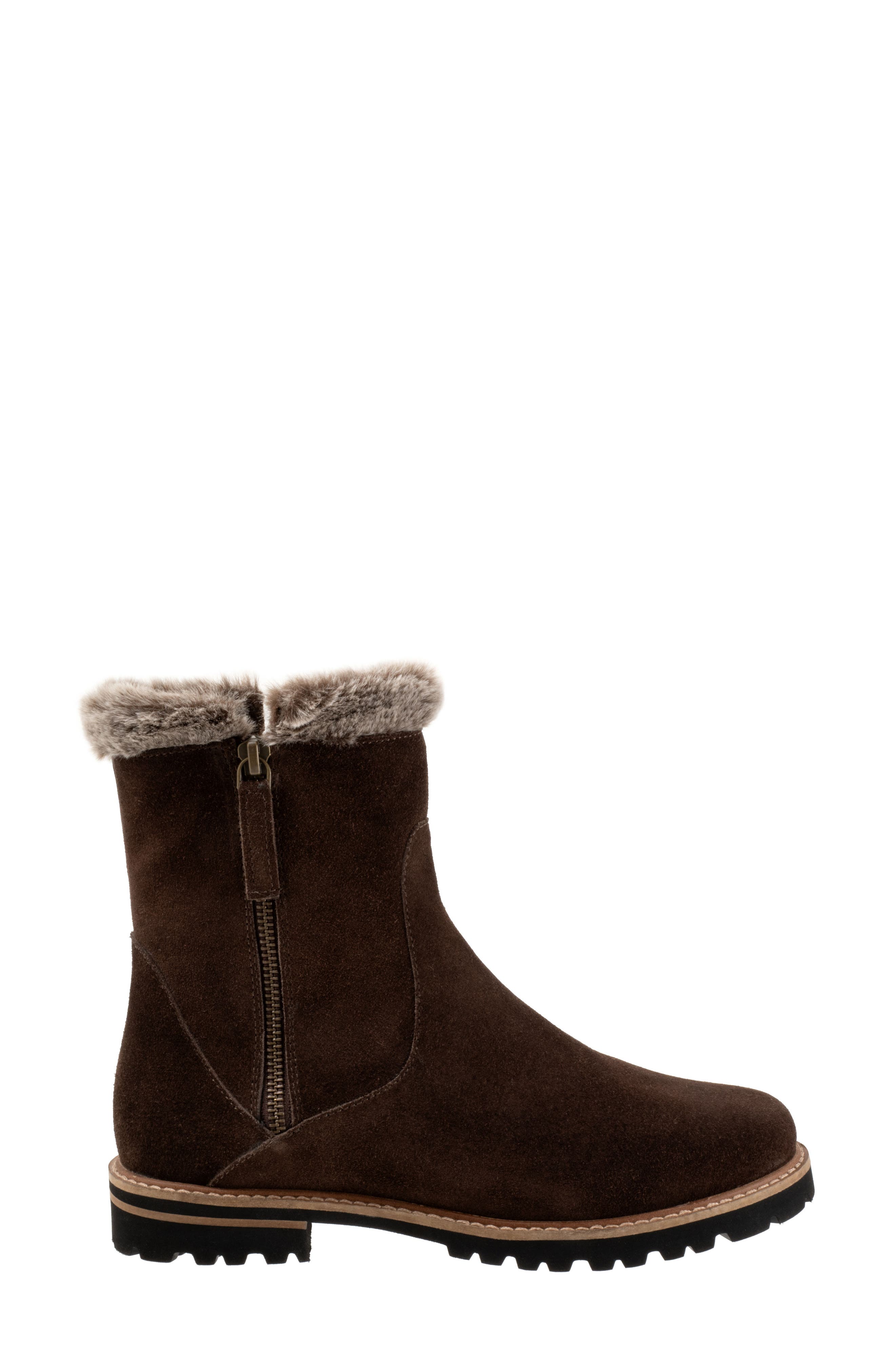 Trotters Forever Faux Fur Trim Boot, Alternate, color, Dark Brown Suede