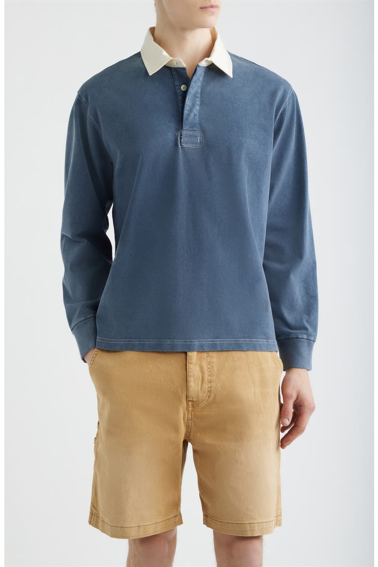 Solid Cotton Rugby Shirt, Main, color, NAVY