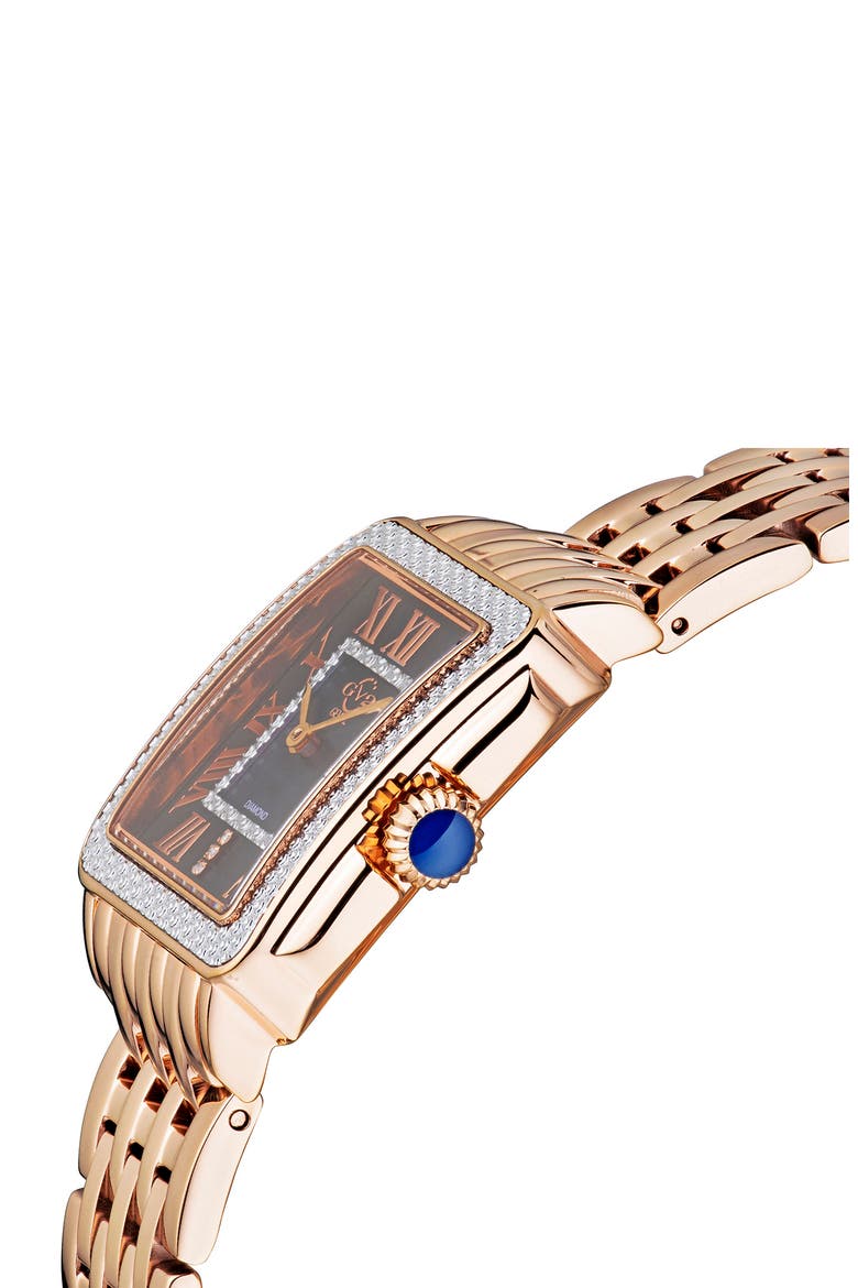 Padova Diamond Swiss Quartz Rectangle Bracelet Watch, 30mm - 0.014ct., Alternate, color, ROSE GOLD