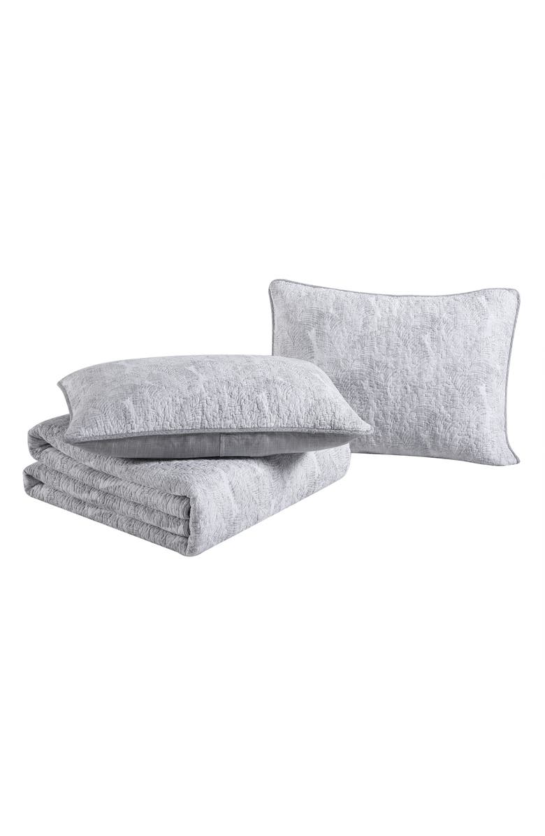 Tommy Bahama Distressed Water Leaves Reversible Quilt & Sham Set, Main, color, Pelican Grey