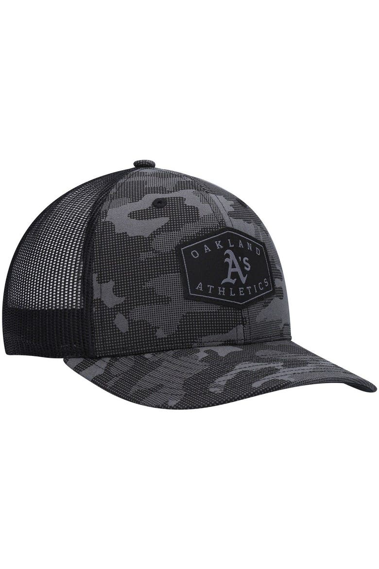 Men's '47 Charcoal Oakland Athletics Tonal Camo Convoy Trucker Snapback Hat, Alternate, color, Charcoal