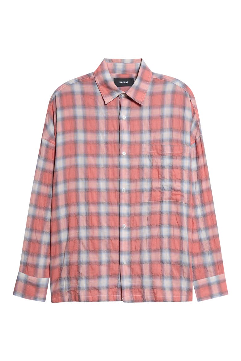 Featherweight Plaid Cotton Button-Up Shirt, Alternate, color, DUSTY RED