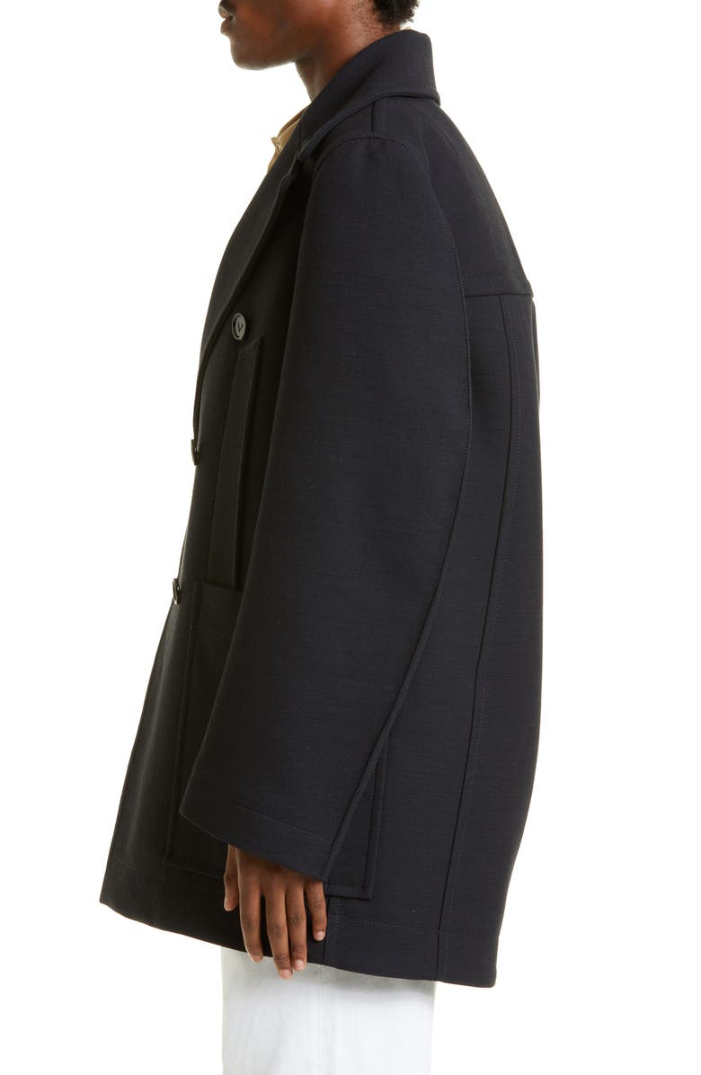 Bottega Veneta Curved Construction Oversize Peacoat, Alternate, color,