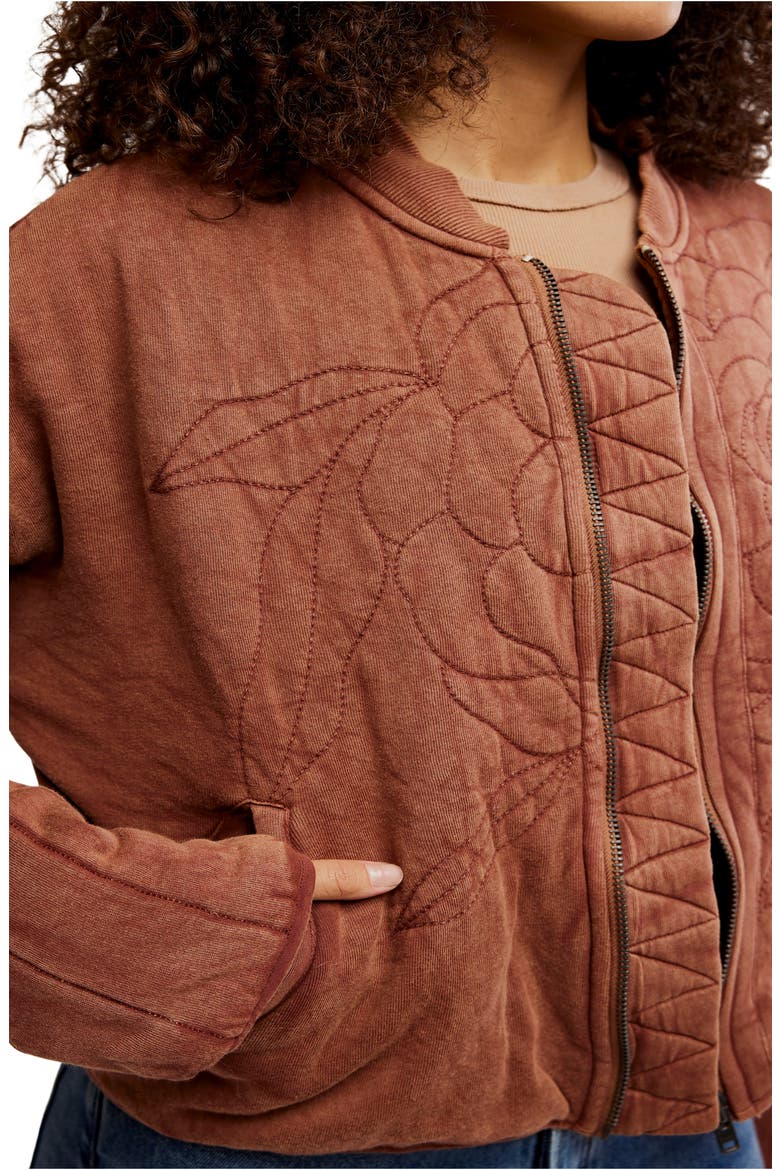 Rose Front Zip Jacket, Alternate, color, CINNAMON STICK