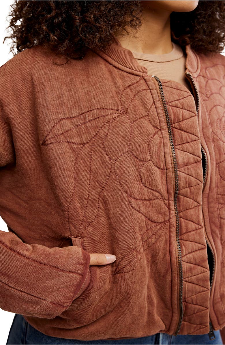 Free People Rose Front Zip Jacket, Alternate, color, Cinnamon Stick