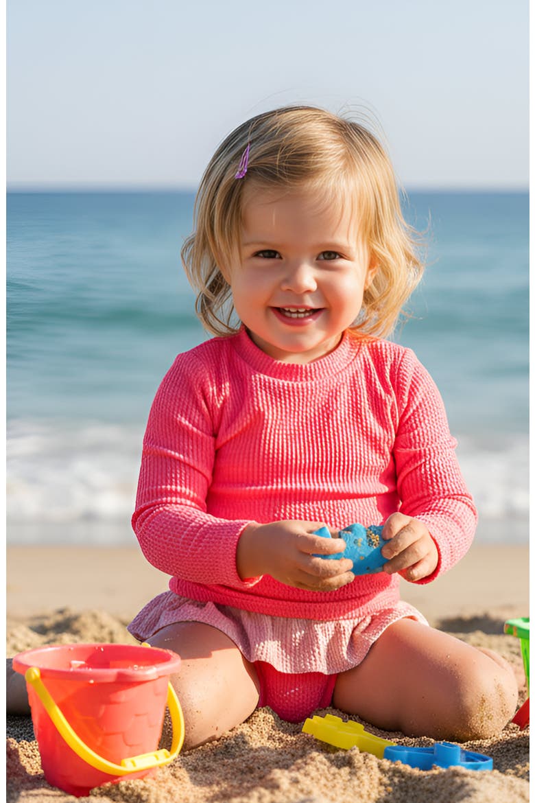 Infant Crinkle Ruffle Rashguard Set, Alternate, color, Pink