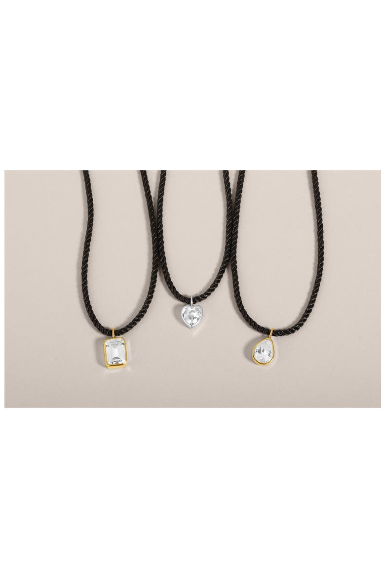 Emerald-Cut Cubic Zirconia Pendant Necklace, Alternate, color, BLACK GOLD