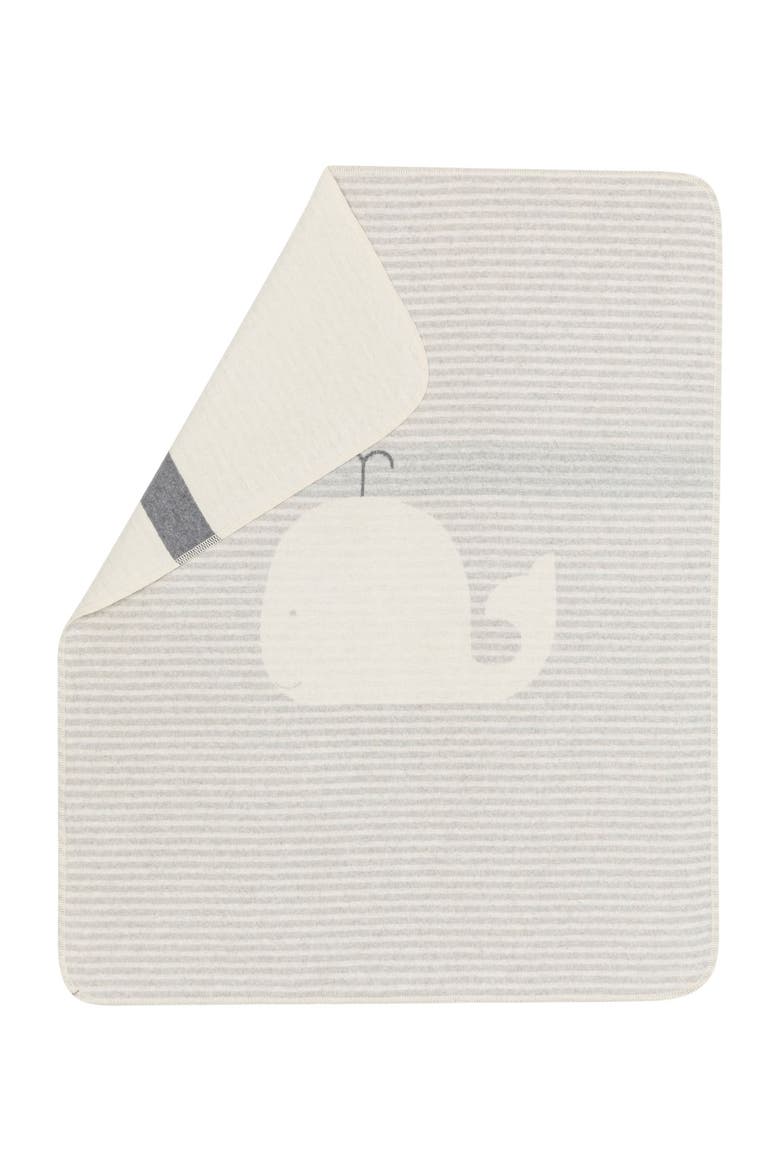 Juwel Whale Stripes Baby Blanket, Main, color, Grey