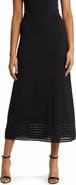 Ming Wang Stripe Hem A-Line Knit Skirt