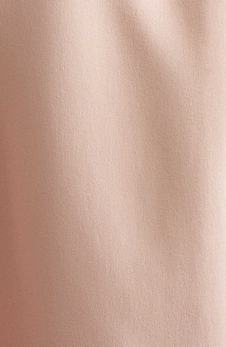 Valentino Feather Trim Long Sleeve Silk Cady Couture Dress, Alternate, color, Rose