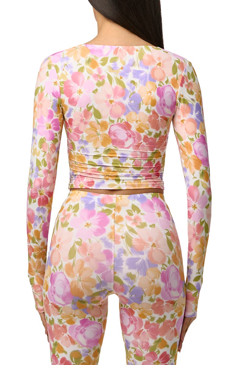 Naked Wardrobe Print Front Button Stretch Top, Alternate, color, Blush Bloom