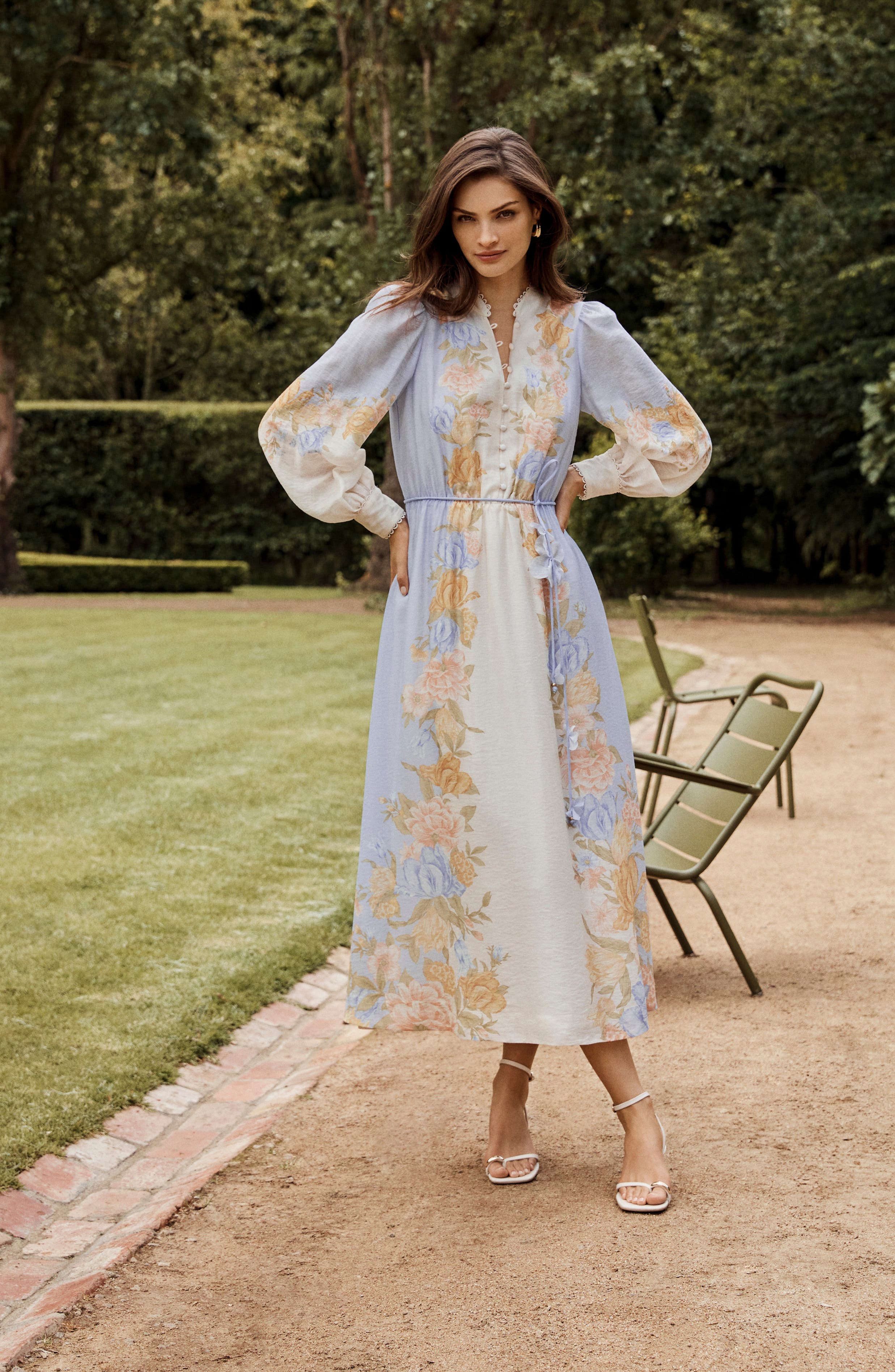 courtney placed floral long sleeve dress Courtney Placed Floral Long Sleeve Dress (Women)