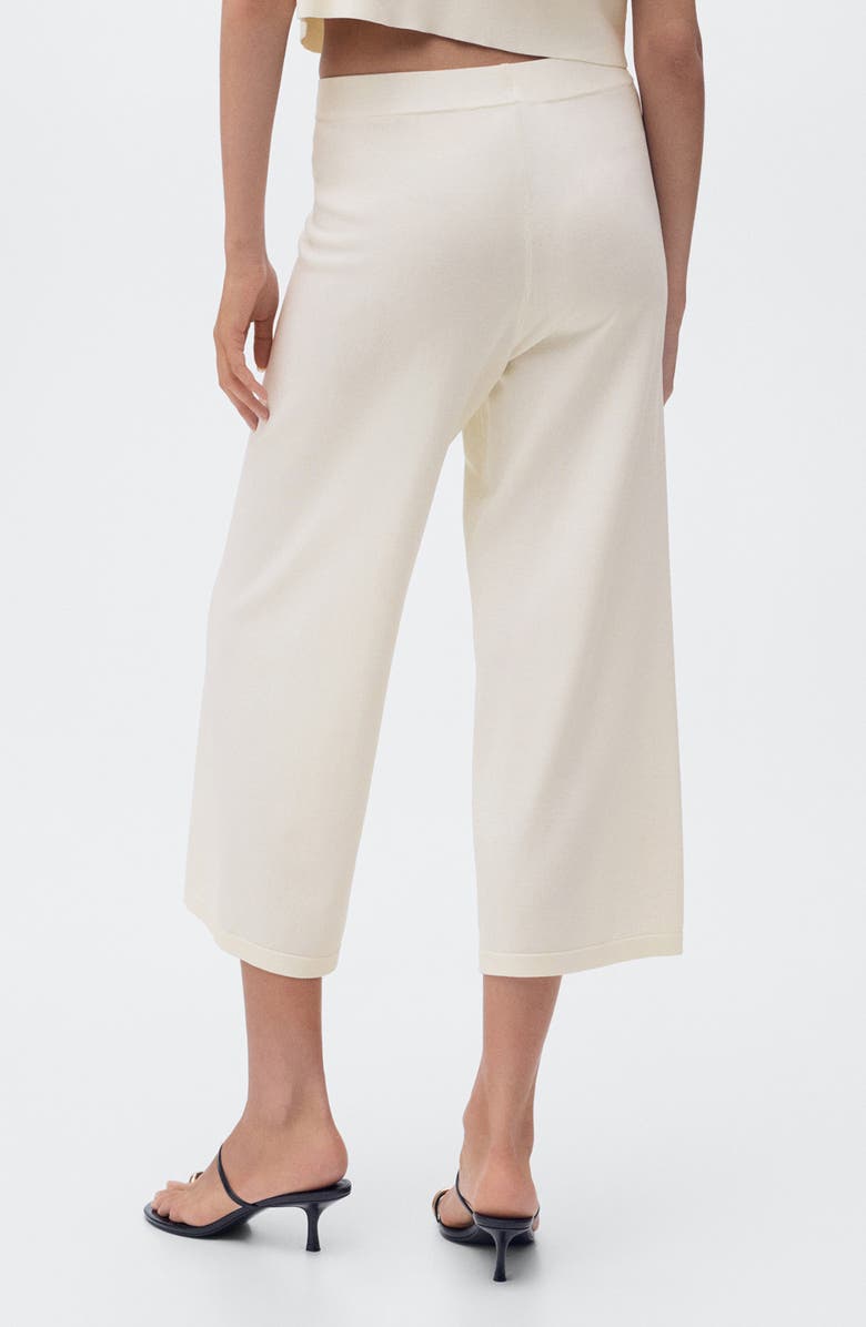 MANGO Crop Knit Pants, Alternate, color, Ecru